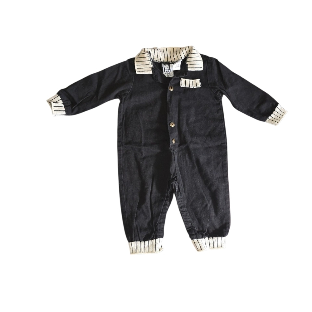 Wee Boxers Stylish Vintage B/W Kids One Piece Black Lightweight Denim 18 Month